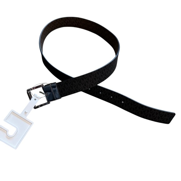 NWT MICHAEL KORS Signature Monogram Logo Brow Black Reversible Belt size S L12 - Picture 3 of 8